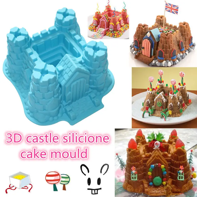Big castle shape silicone mold handmade Chocolate Fondant cake mould
