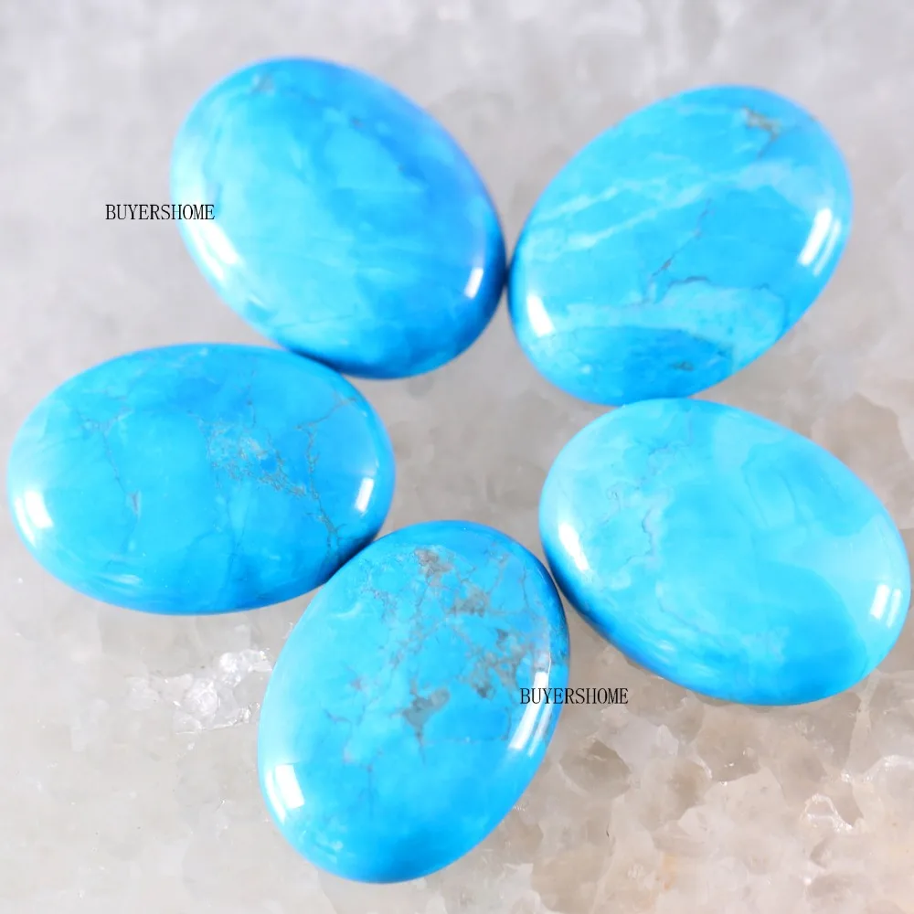 

18x25MM CAB Cabochon 5Pcs Oval Natural Stone Bead For Making Necklace Bracelet Earrings Blue Howlite K563