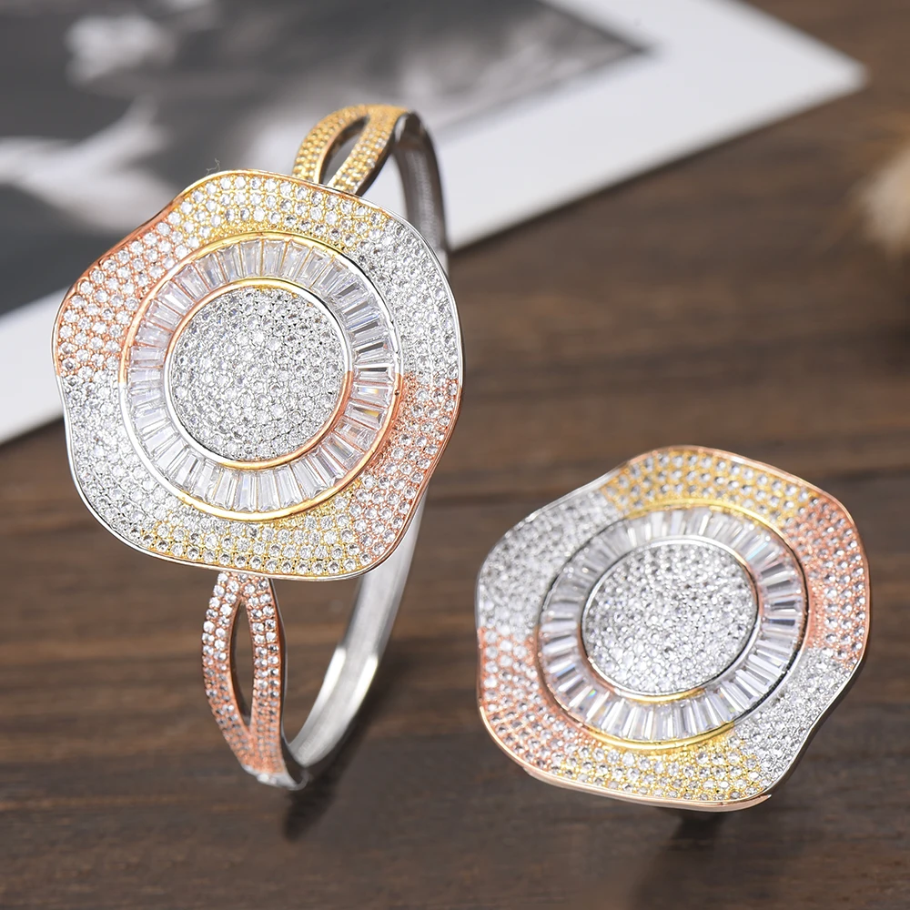 GODKI Luxury Disco Ball African Bangle Ring Set Fashion Jewelry Sets For Women Wedding Engagement brincos para as mulheres 2018