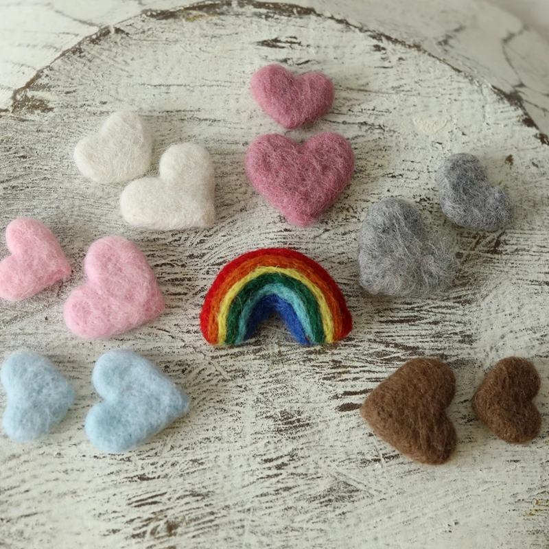 Handmade Felted Wool Love Heart Shape Rainbow For Newborn Photography Props Accessories Ftografia Baby Girls Shoot Photo Studio