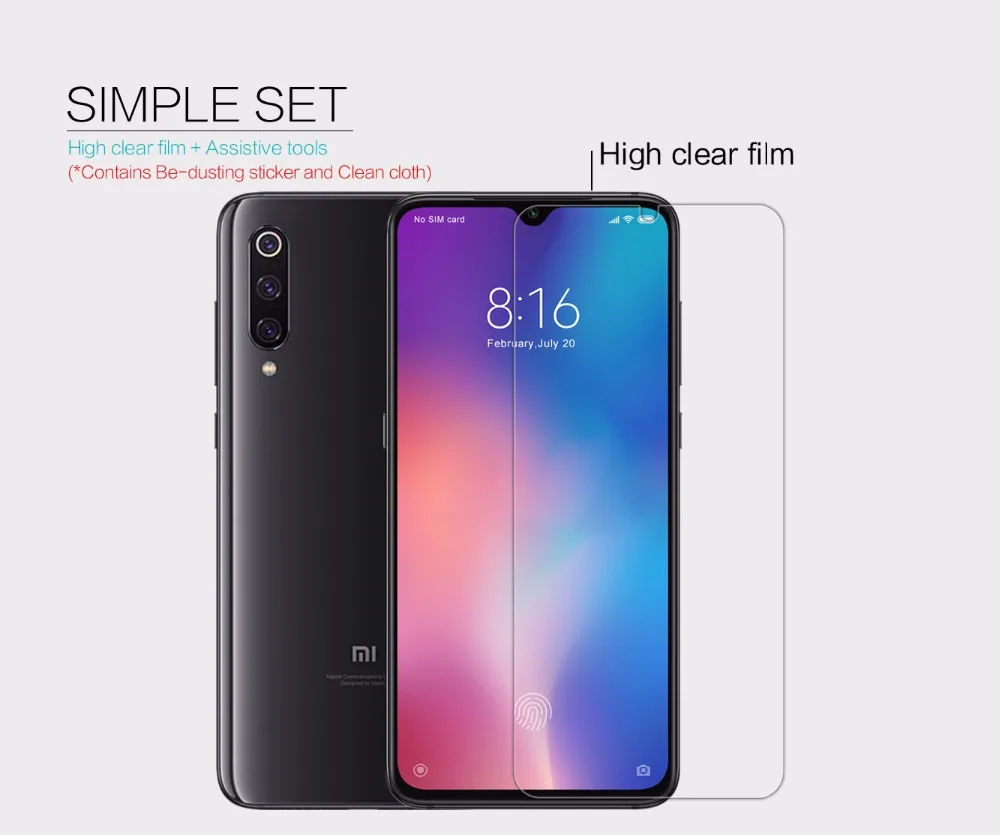 2 шт./партия NILLKIN Защитная пленка для Xiaomi mi 9 супер прозрачная HD Глянцевая Защитная пленка для Xiaomi mi 9 mi 9