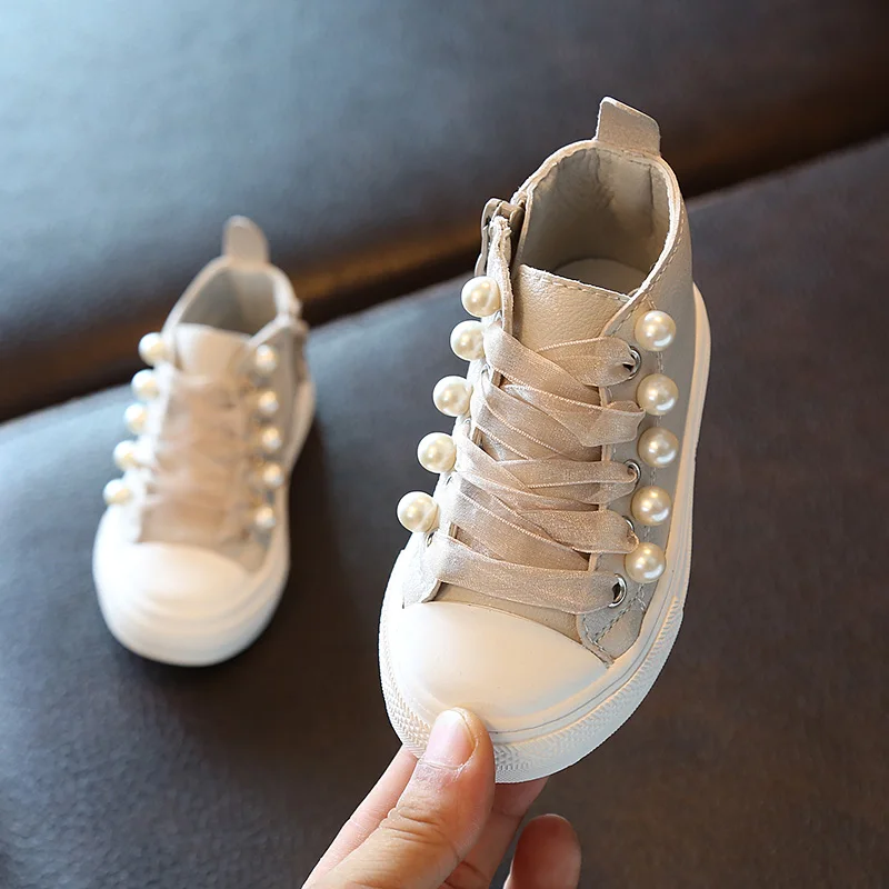 Spring Autumn new kids shoes school perfect Rivet pearl design girls princess boots Super soft and comfortab 1-6 years old 4