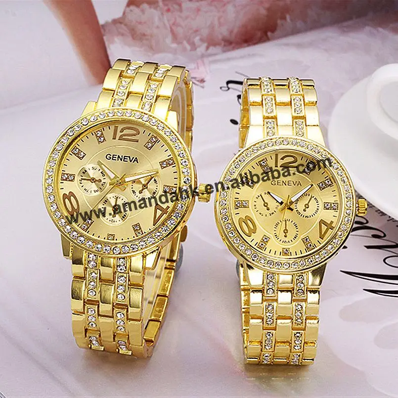 

50pcs/lot,Big On Sale Women Rhinestone Watches GENEVA Alloy Watches Analog Women Dress Gold Quartz Watches Hot Metal Watches