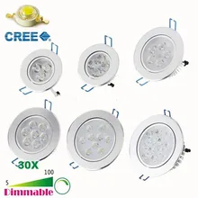 30x Bombillas затемнения Cree СИД Подпушка свет 9 Вт 12 Вт 15 Вт 21 Вт 27 Вт 36 Вт spotlight потолочное Подпушка света Точечные светильники AC 85-265 В Luz