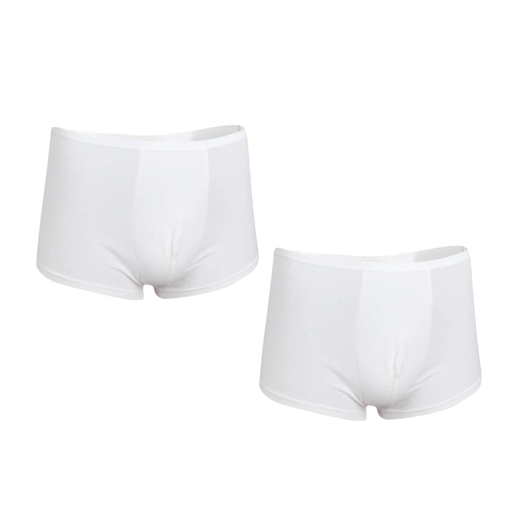 2pcs Mens White Cotton Absorbency Spa Travel Hospital Incontinence   Briefs Trunks Underpants