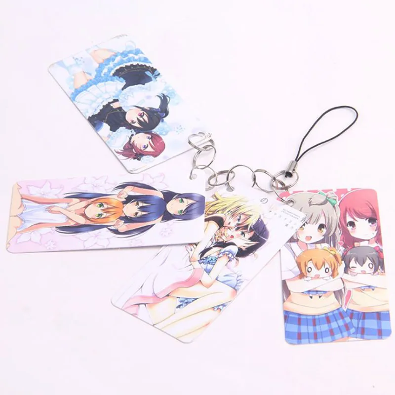 

1 Pc Hot sale Cartoon Anime LoveLive Love Live Photo PVC 4 Cards String Keychain Women Bag Accessories figure toy