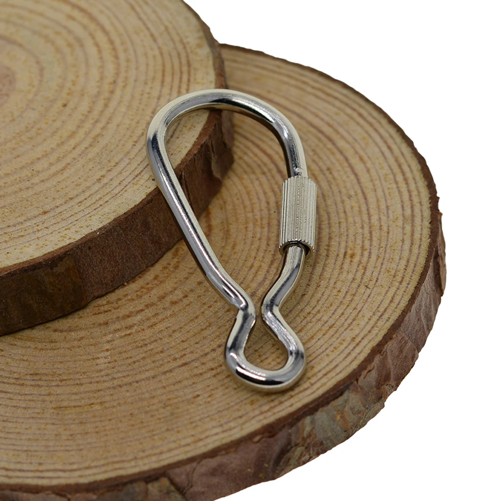 10 Pieces Durable Steel Screw Lock Carabiner Buckle Clip Keychain Hiking Climbing Backpack Key Ring Hook, 46x21mm