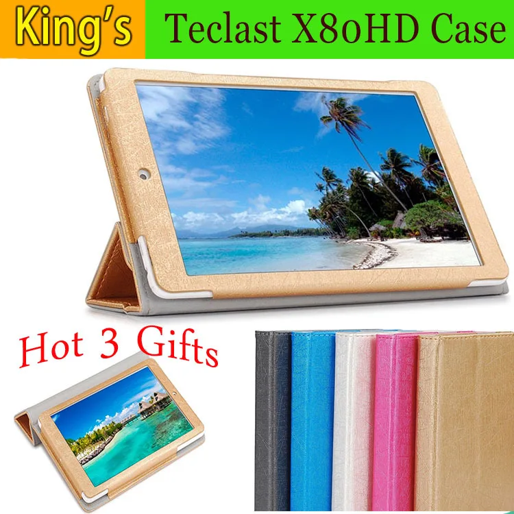 

Leather Case For Teclast X80plus X80HD Tablet PC 8.0 inch Colorful Three Fold Case Cover+touch pen+wiping cloth+phone holder