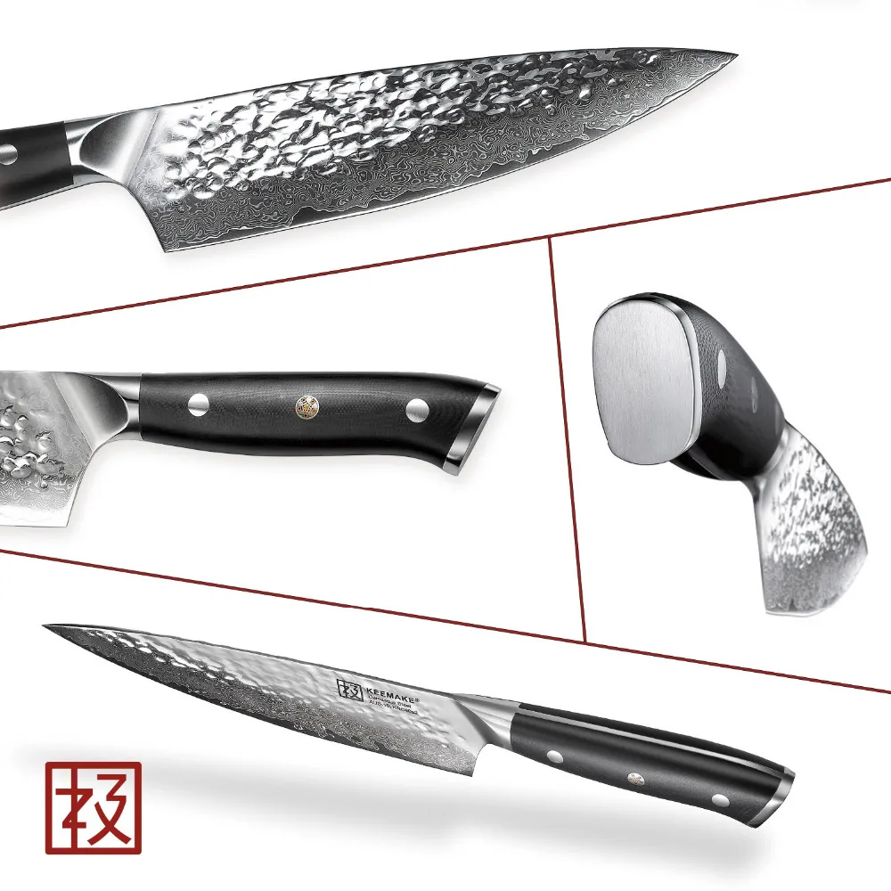 SUNNECKO 8 дюймов нож шеф-повара молоток Дамасская сталь лезвие кухонные ножи японский AUS-10 ядро бритвы острые мясо овощерезка