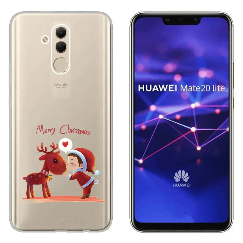 sFor Huawei Mate 20 lite Christmas Case Cover With Santa Claus Deer Patterned Phone Coque Cover For Huawei P8 Lite 2017 Honor 8X (2)
