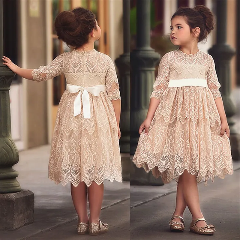 

Vintage Girls Dress Princess Girl Lace Wedding Dress Autumn Fashion Kids Party Dresses Vestidos Toddler Girls Clothing D1099