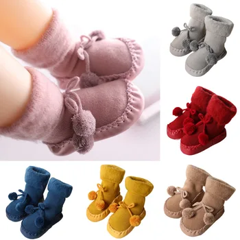 Nouveau-né bébé chaussettes bébé filles garçons coton haute qualité anti-dérapant chaussettes enfant en bas âge enfants hiver pantoufle chaussures bottes pour 0-24 mois