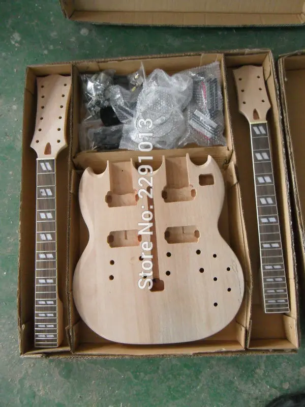 

Electric Double Neck Guitar Kit Solid Mahogany Body &amp Neck Part
