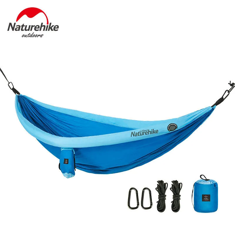 Blue Naturehike 4 цвета двойной туннель Тип легкий складной гамак висит спальный качели кровать с сетки от комаров путешествия Кемпинг - Цвет: Blue