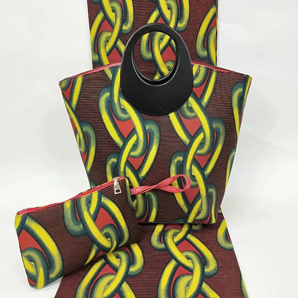 

Ankara Handbag+ Clutch Bag+6 Yard Guaranteed Real Dutch Wax Ankara African Wax Print Fabric For Party YBGB-29