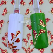 Горячая штамповка красный цветок бабочка стикеры 3D на ногти Nail Art наклейки украшения телефона советы RTJ044 Розничная упаковка
