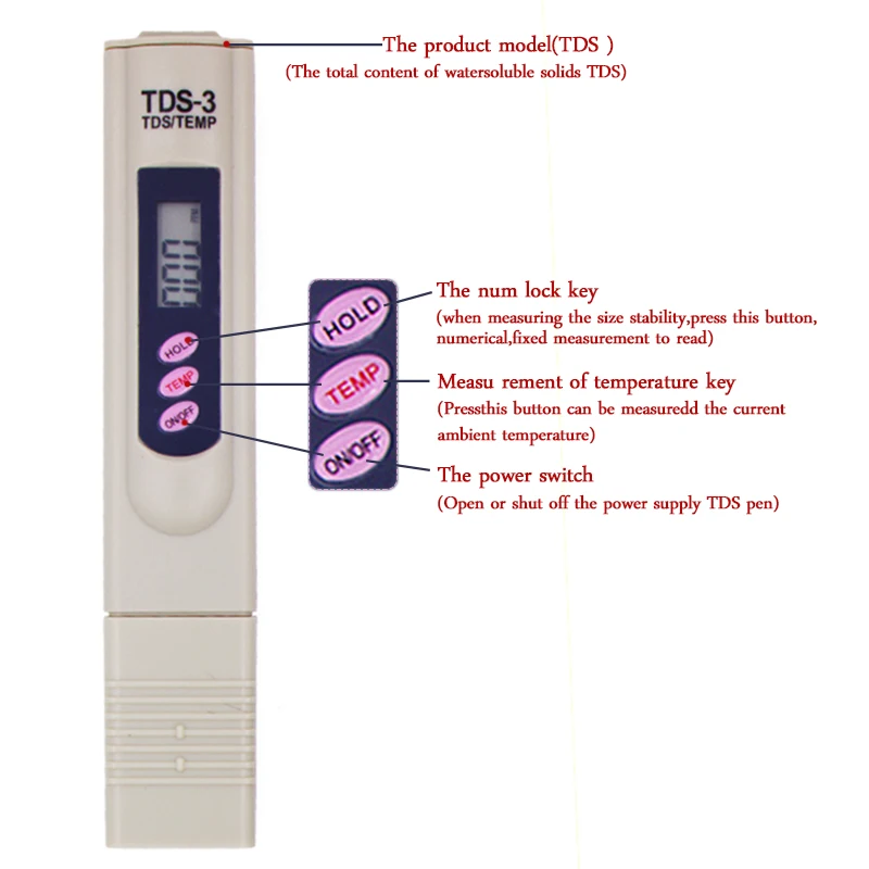 Высокое качество TDS метр ЖК-дисплей цифровой фильтр дисплея ручка TDS3 PPM тестер палка Чистота воды 7% off