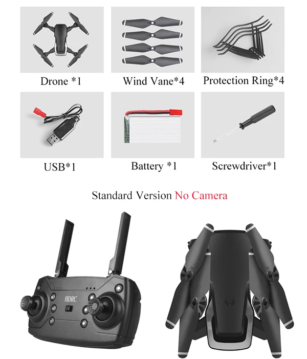Новое Квадрокоптер FPV широкоугольный WiFi камера HD RC Мини вертолет складная рука складной Дрон - Цвет: Black (no camera)