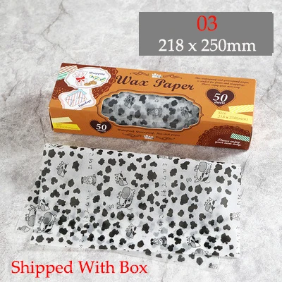 50Pcs/Lot Wax Paper Food-grade Grease Paper Food Wrappers Wrapping Paper for Bread Sandwich Burger Fries Oilpaper Baking Tools - Цвет: 03 With Box