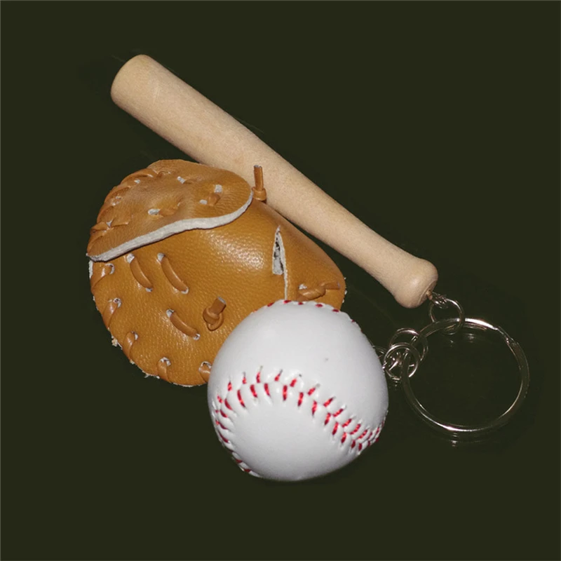 Baseball glove wooden bat keychain sports Car Key Chain Key Ring Gift