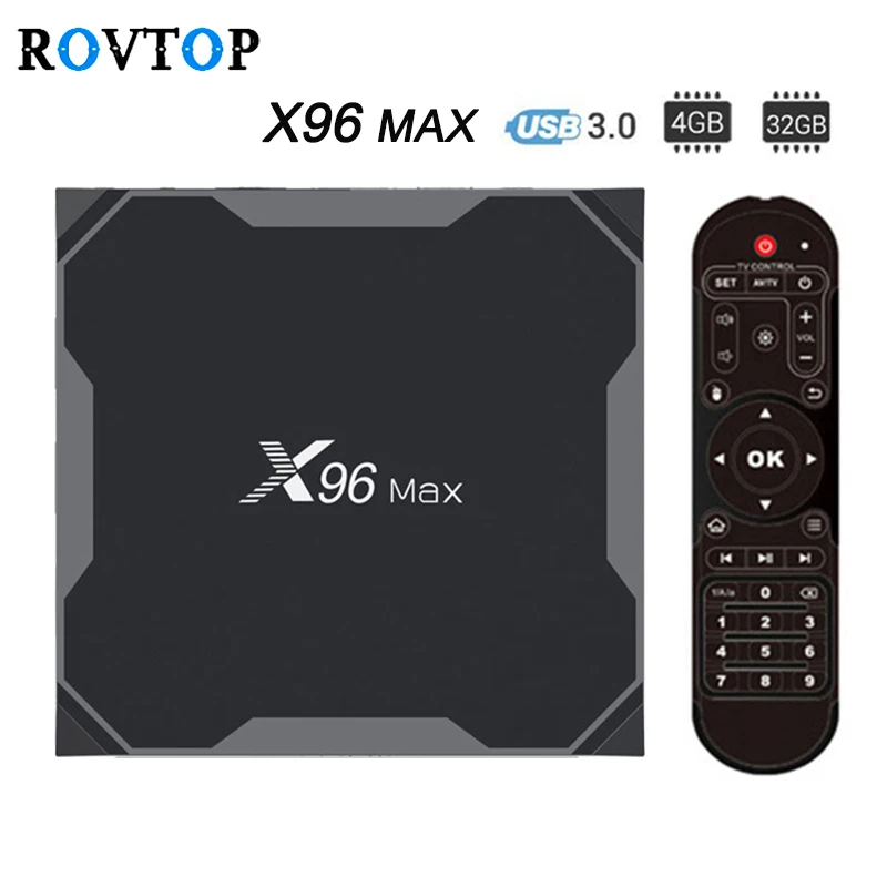 Rovtop X96Max 4K смарт ТВ BOX Android 8 1 Amlogic S905X2 LPDDR4 4 ядра Гб оперативной памяти 32 встроенной
