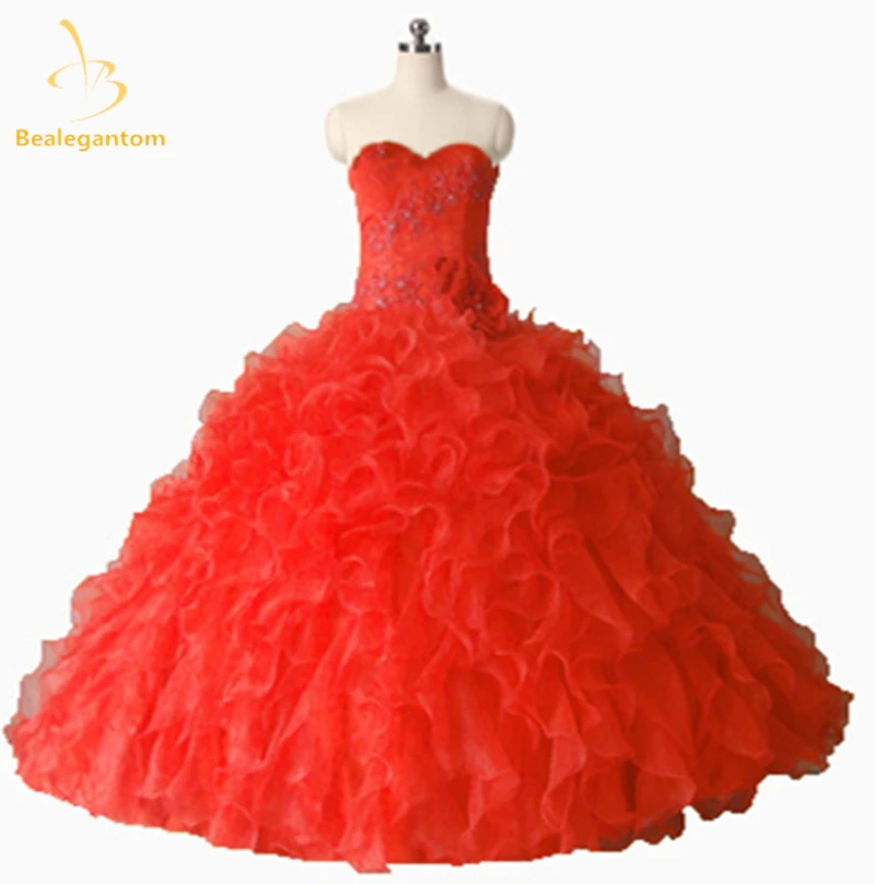 

Bealegantom Red Coral Ball Gown Quinceanera Dresses 2019 Beaded Sweet 16 Dress For 15 Years Debutante Vestidos De 15 Anos QA1235