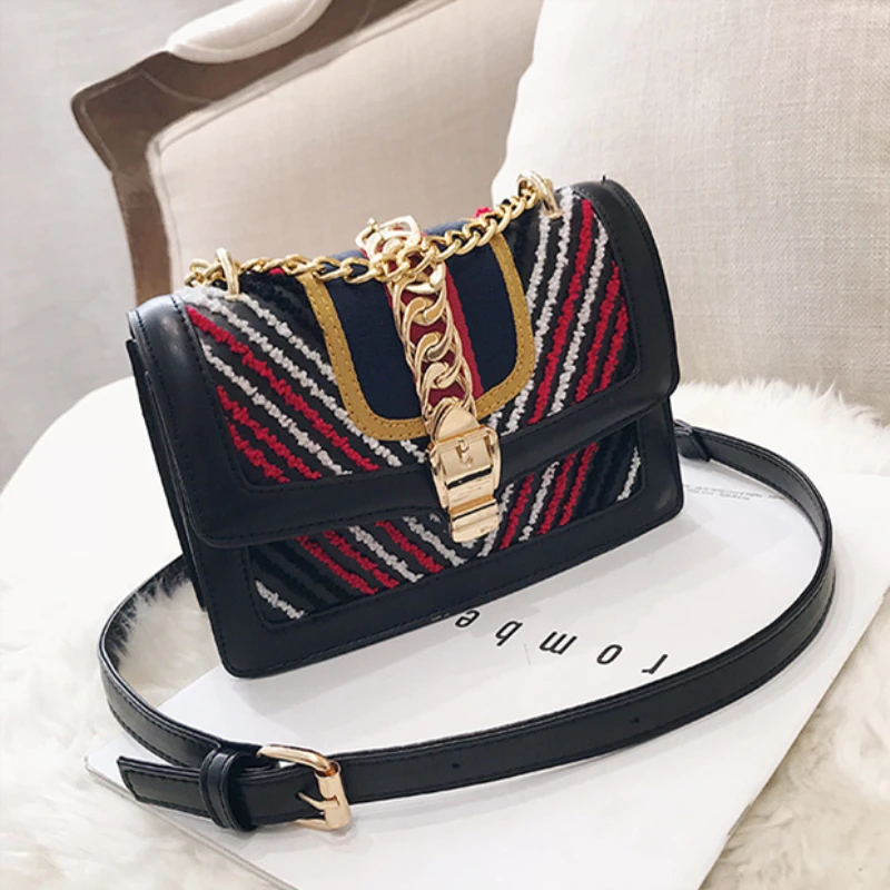 

INS Chain Packet Luxury Brand Shoulder Bags Female Lock Handbag Women PU Leather Messenger Crossbody Bags Fashion Party Clutch