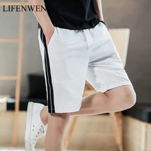 Летние Для мужчин мужские шорты в повседневном стиле в полоску, полосатые короткие новые дышащии эластичные для талии, мужские Модные хлопковые Для мужчин s Пляжные шорты плюс Размеры 4XL 5XL