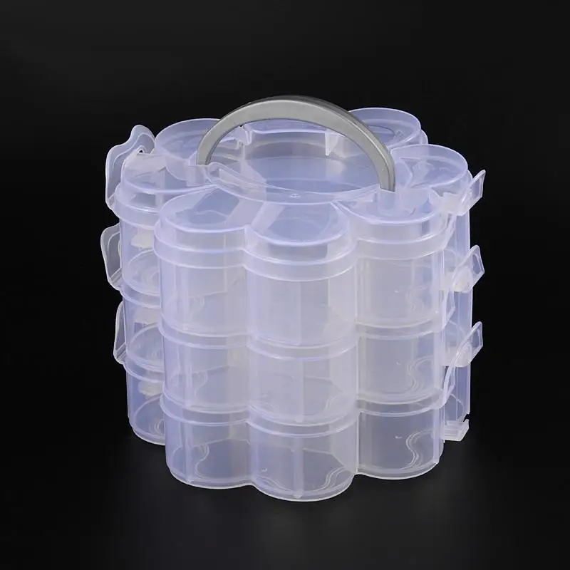 3 Layers Clear Plastic Bead Storage Containers Total of 14 Compartments