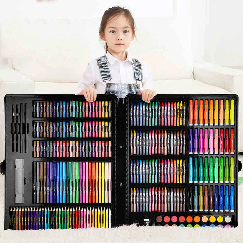 Kaufen 150 188 208 stücke Kunst Set Malerei Aquarell Zeichnung Werkzeuge Kunst Marker Pinsel Stift Liefert Kinder Für Geschenk box Büro Schreibwaren