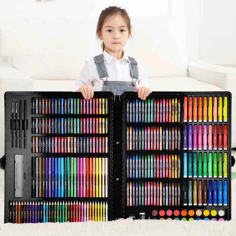 150/188/208pcs Art Set Painting Watercolor Drawing Tools Art Marker Brush  Pen Supplies Kids For Gift Box Office Stationery