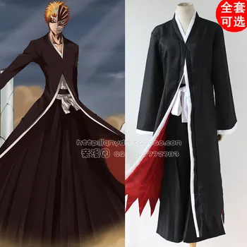 

Anime Bleach Cosplay Costume Ichigo Kurosaki Costumes for Halloween Tops+Pants Free Shipping