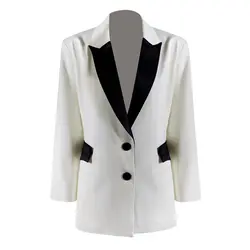Высокое качество Новая мода 2019 дизайнерский Блейзер Женская Цвет Блок полосный пояс Блейзер Куртка