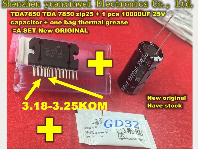Best Price Car amplifier module TDA7850 TDA 7850 zip25 + 1 pcs 10000UF 25V capacitor + one bag thermal grease =A SET New ORIGINAL Best Price Car amplifier module TDA7850 TDA 7850 zip25 + 1 pcs 10000UF 25V capacitor + one bag thermal grease =A SET New ORIGINAL