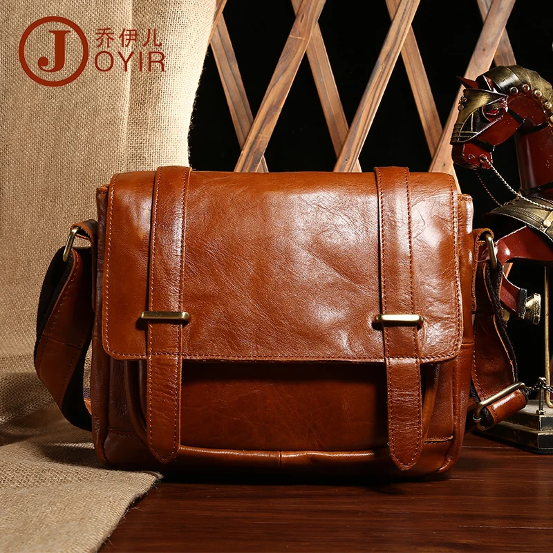 

Vintage Fashion brand designer Genuine leather bag High quality Crazy Horse leather shoulder messenger bags Casual men bags