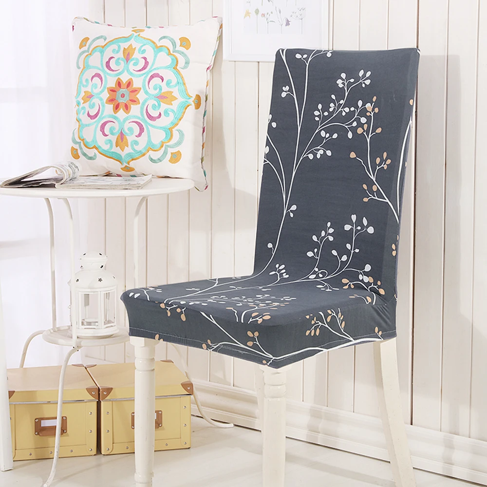 

2018 Brief Leaves Print Chair Cover Slipcover Sofa Spandex/Polyester Fabric Stretch Elastic Multifunctional Chair Banquet