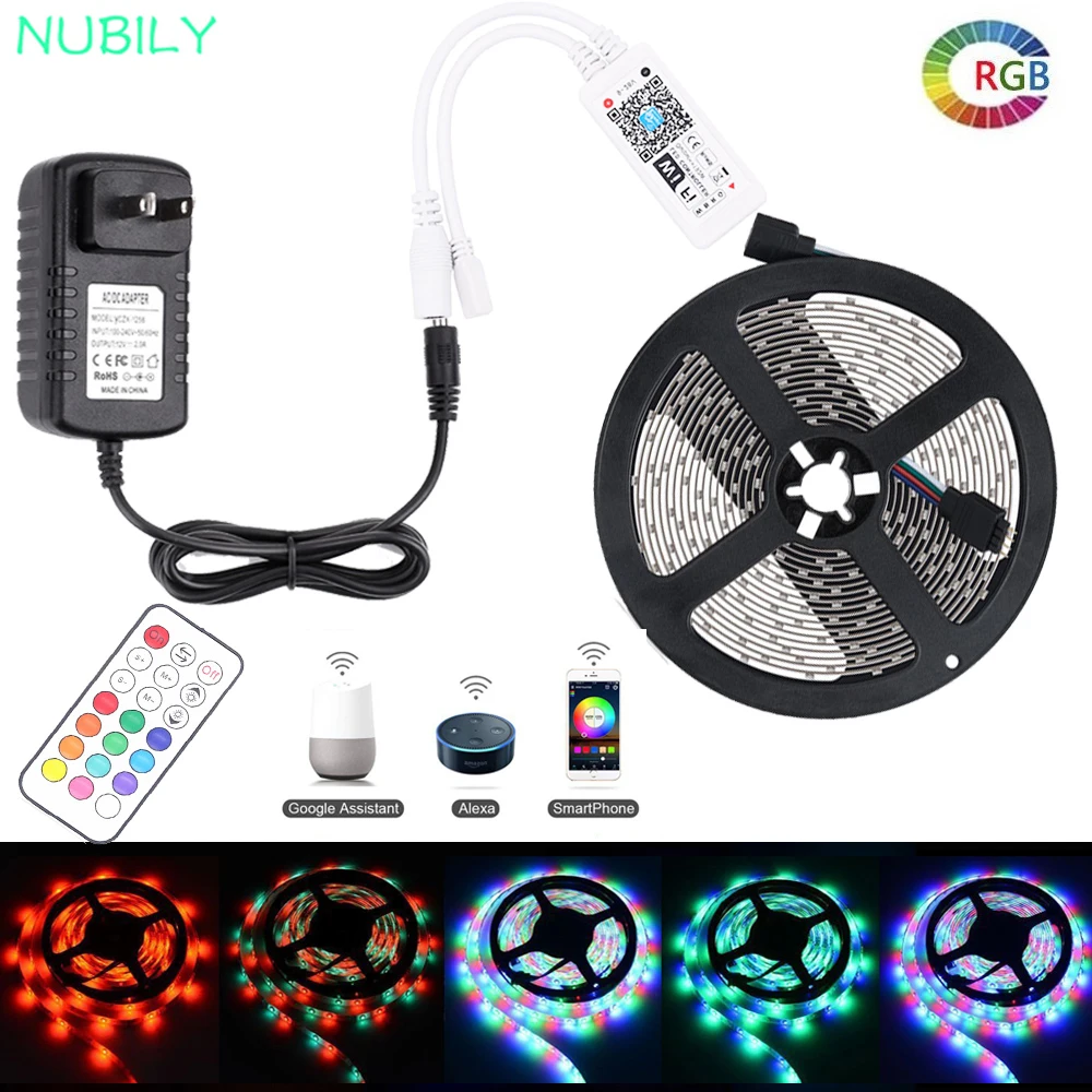 RGB Светодиодная лента Водонепроницаемая 2835 RF wifi Пульт дистанционного управления ленточный светильник 20 м 10 м 15 м эхо управление музыкой 12 В адаптер питания