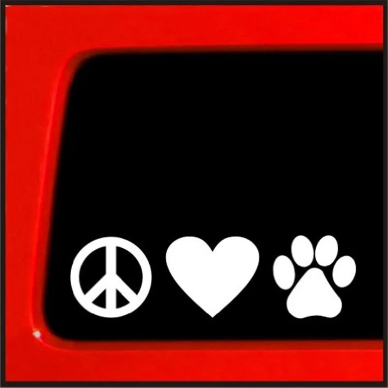 Peace Love Лапа собаки Виниловая пленка для оклеивания автомобилей Наклейка вырубная наклейка винил Цвет: юыелирные белые широкие виниловые Стикеры PVC мультфильм Стикеры s виниловые наклейки