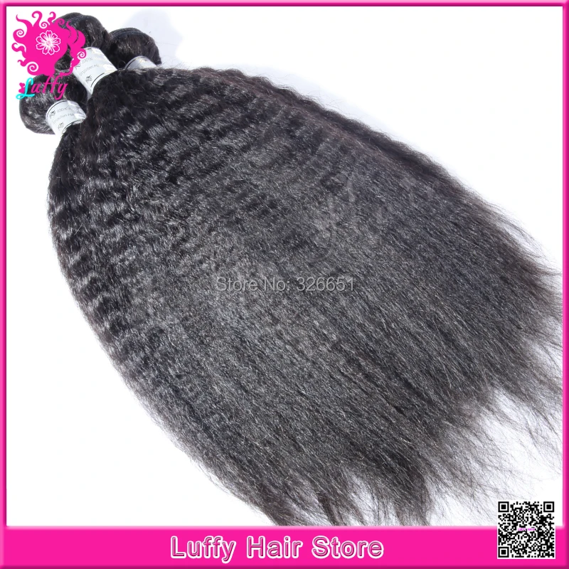 

6A 100% Unprocessed Brazilian Kinky Straight Weave Coarse Yaki Virgin Hair Weft Kinky Coarse Human Hair Extensions 3 Pcs/lot