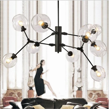 

LuKLoy Post Modern Loft Chandelier Ceiling Kitchen Living Room Dining Room Shop Pendant Lamp light Glass Beam LED Light Fixtures