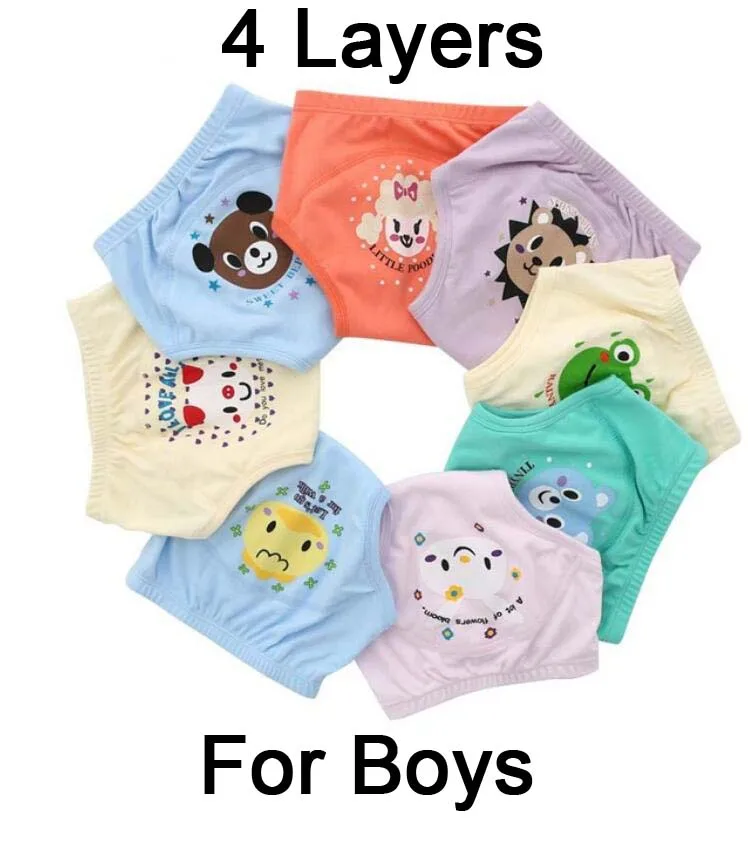 1 шт., Многоразовые Детские тренировочные штаны, детские трусики для маленьких девочек и мальчиков, нижнее белье для новорожденных, недорогое нижнее белье - Цвет: 4Layer Boy (Random)