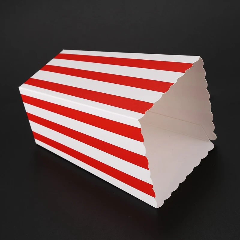 12 кинотеатральных полос обрабатывать вечерние маленькая Конфета любимые пакеты для попкорна коробки, красный