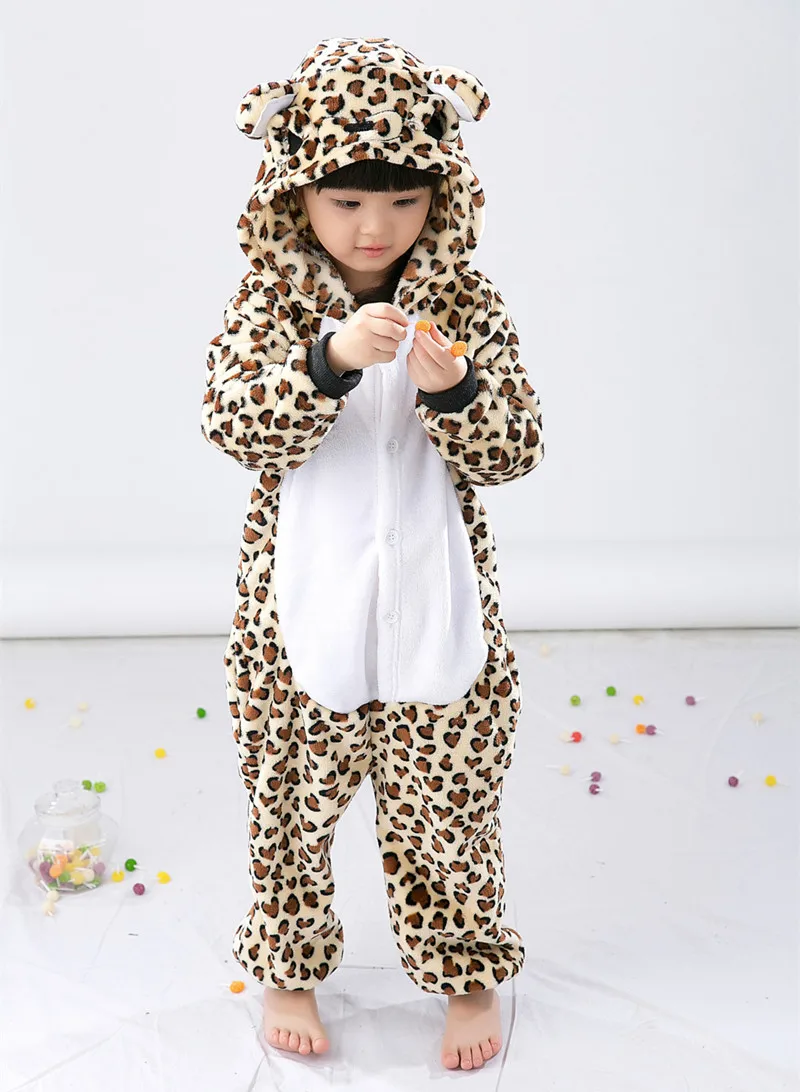Children Cartoon Kigurumi Leopard Bear Kids Onesies Pajamas Cosplay Costume Clothing For Halloween Carnival New Year Party cosplay costumes children pajamas kigurumi pajamas