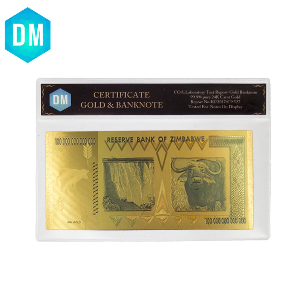 Nice Zimbabwe 100 Trillion Whole Gold Plated Banknote 100 Trillion Whole Gold Plated