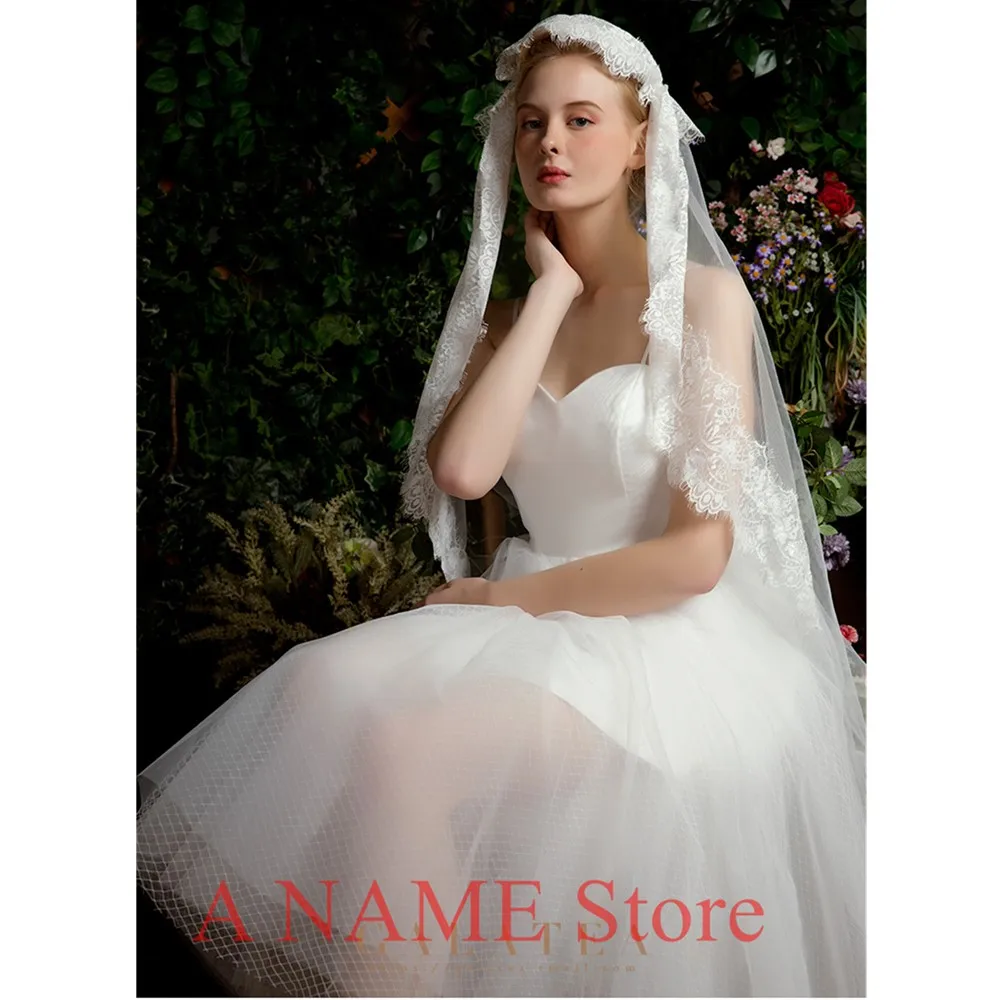 Vintage Long Bridal Veils 1 Layer Tulle Eyelash Lace Edge Ivory Wedding Veil 3M