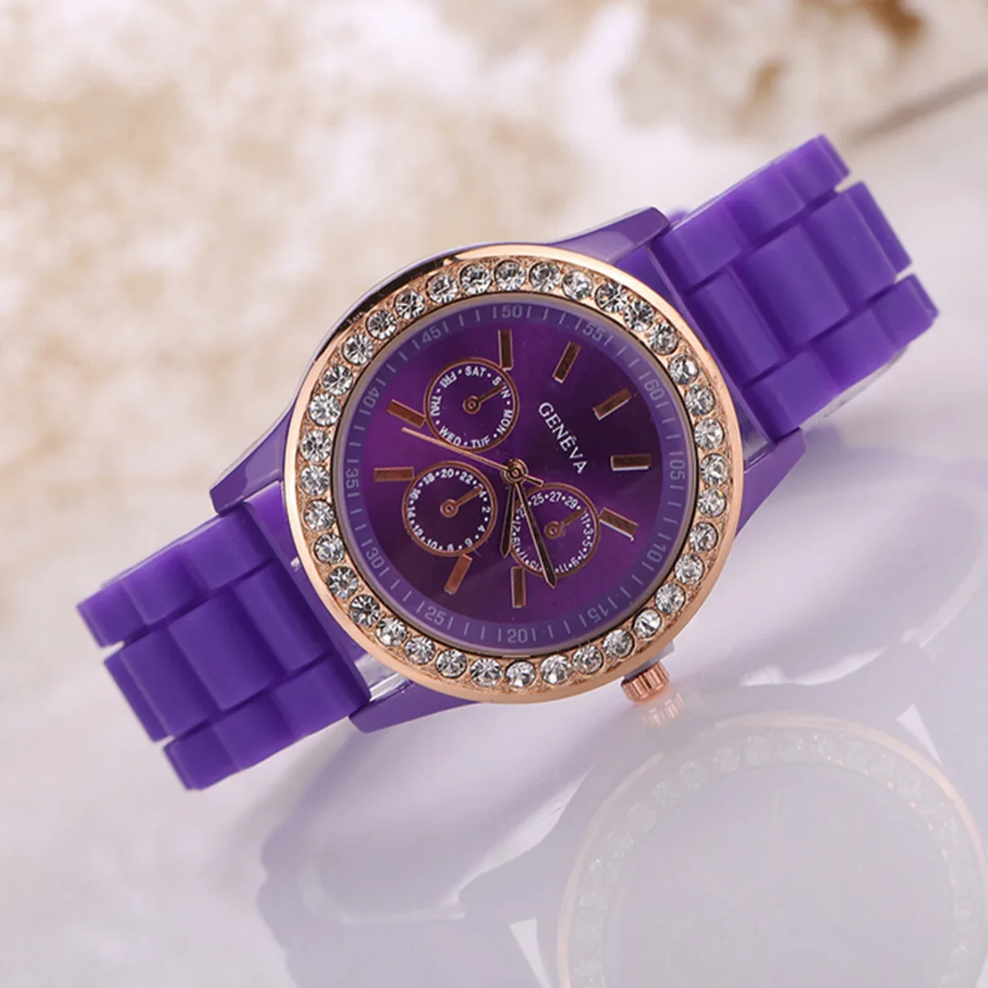 Geneva Casual Watch Women Crystal Dress Watch 2017 Quartz men Silicone watches Unisex Wristwatch Sports watch relogio feminino