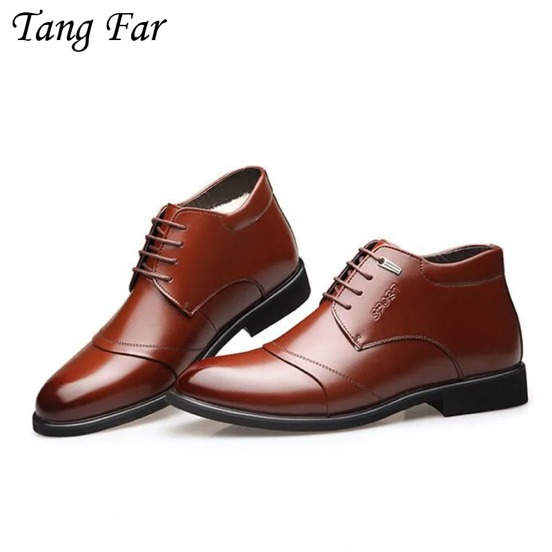 

Warm Fur Men Winter Boots Big Size Mens Snow Dress Formal Shoes Male Business Office Oxfords Hombres Dropshipping