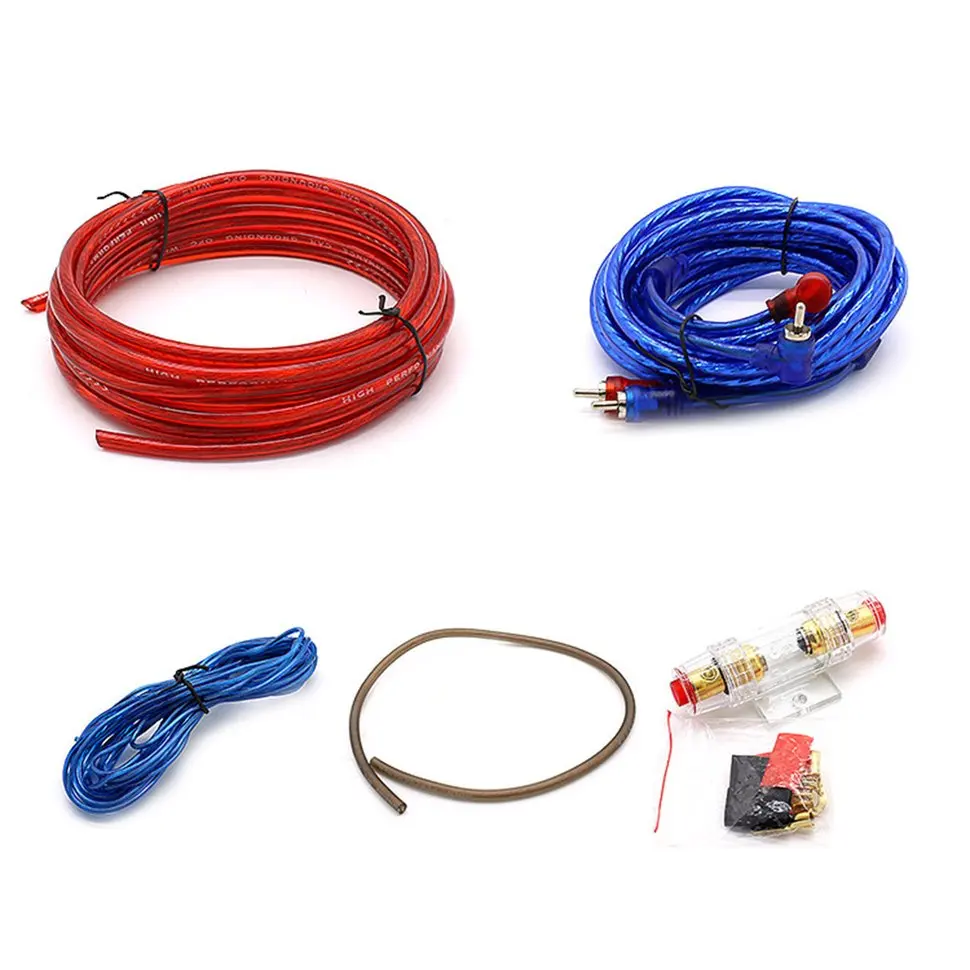 Лучший 8 шт. Car Audio Cable Kit провода комплект для Динамик усилитель сабвуфера с держателем предохранителя