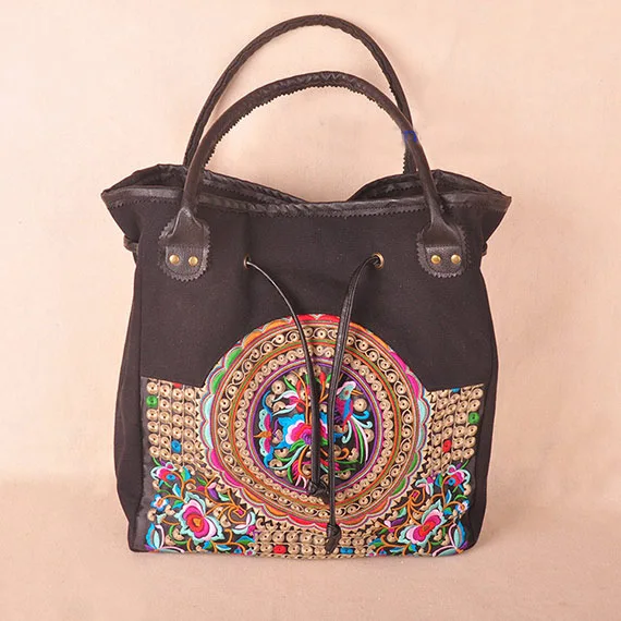 

Free Shipping !Hot sale National trend bags embroidery hand shoulder women's handbag women's canvas carrybag holder