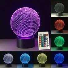 Basquete 3D Night Lights Luzes LED USB Luzes Visual 7 Cores Lâmpada Atmosfera Candeeiro De mesa de Controle Remoto Presente de Aniversário Do Miúdo